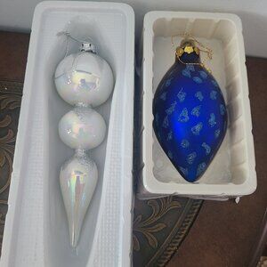 Vtg Montgomery Ward Set Of 2 Glass Believe In Winter Lights